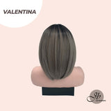 JBEXTENSION 16 Inches Short Bob Ombre Brown Ash Blonde Wig With Bangs VALENTINA