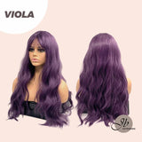 JBEXTENSION 28 Inches Long Body Wave Dark Purple Wig With Bangs VIOLA