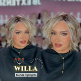 JBEXTENSION 11 Inches Blonde Highlight Pre-Cut Arc Snowflake Lace Frontlace Glueless Wig WILLA ARC - BLONDE HIGHLIGHT【BENDY EAR TABS】