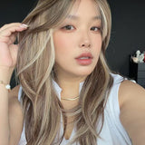 JBEXTENSION 22 Inches Natural Style Biscuit Blonde Wig with Wispy Bangs WILLOW BISCUIT BLONDE