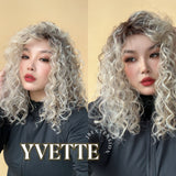 JBEXTENSION 14 Inches Extra Curly Blonde with Brown Highlight Wig Women Fashion Full Machine Wig YVETTE【PERMATEASE】