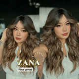 JBEXTENSION 25 Inches Wave Pine Cones Wig with Bangs ZANA PINE CONES