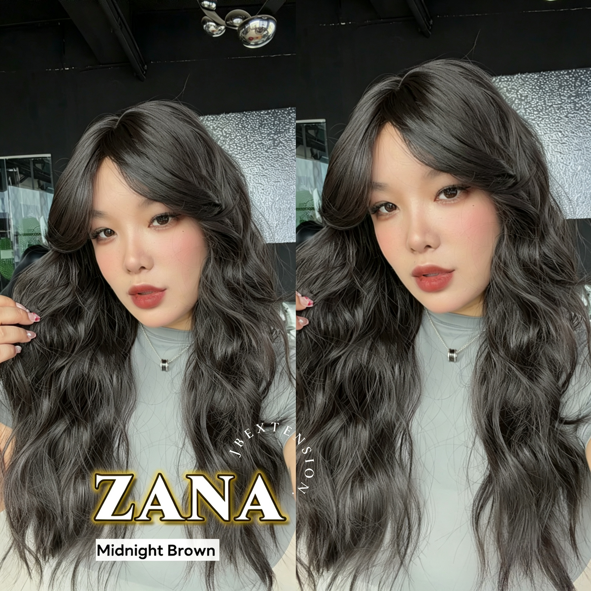 JBEXTENSION 25 Inches Wave Midnight Brown(Black/Brown) Wig with