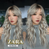 JBEXTENSION 25 Inches Wave Ash Blonde Wig with Bangs ZARA ASH BLONDE