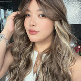 JBEXTENSION 25 Inches Long Wave Hazelnut Wig with Bangs ZANA HAZELNUT
