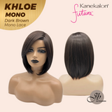 JBEXTENSION KHLOE MONO Monofilament Handmade Wig 6X5 Full Monofilament Hand Tied Top Wig 12 Inches Bob Cut Dark Brown Mono Lace Handmade Futura Fiber Wig With Anti-slip Silicone Strips Glueless Wig KHLOE MONO DARK BROWN【BENDY EAR TABS】