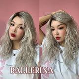 JBEXTENSION 18 Inches Wave Silver Wig with Dark Root Women Fashion Full Machine Wig BALLERINA【PERMATEASE】