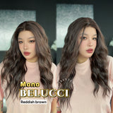 JBEXTENSION BELUCCI MONO Monofilament Handmade Wig 6X5 Full Monofilament Hand Tied Top Wig 24 Inches Wave Reddish Brown Mono Lace Wig Glueless Wig BELUCCI MONO - REDDISH BROWN【BENDY EAR TABS】