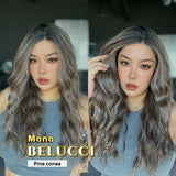 JBEXTENSION BELUCCI MONO Monofilament Handmade Wig 6X5 Full Monofilament Hand Tied Top Wig 24 Inches Wave Pine Cones Mono Lace Wig Glueless Wig BELUCCI MONO - PINE CONES【BENDY EAR TABS】