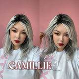 JBEXTENSION 14 Inches Grey Silver with Dark Root Women Fashion Full Machine Wig CAMILLIE【PERMATEASE】