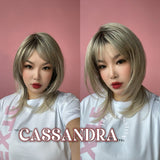 JBEXTENSION 18 Inches Ash Blonde White Wig with Bangs Women Fashion Full Machine Wig CASSANDRA【PERMATEASE】