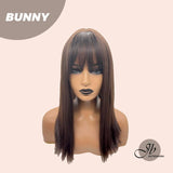 JBEXTENSION 16 Inches Brown Shoulder Length Straight Wig With Bangs BUNNY