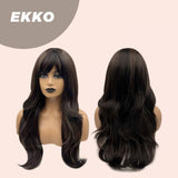 JBEXTENSION 24 Inches Curly Natural Black With Blonde Highlight Wig EKKO