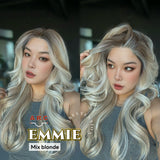 JBEXTENSION 26 Inches Long Curly Mix Blonde Pre-Cut Arc Snowflake Lace Frontlace Glueless Wig EMMIE ARC - MIX BLONDE【BENDY EAR TABS】