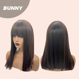 JBEXTENSION 16 Inches Brown Shoulder Length Straight Wig With Bangs BUNNY