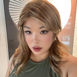 JBEXTENSION 18 Inches Crème Caramel Women Fashion Full Machine Wig FRANCY CRèME CARAMEL【PLUS PERMATEASE】【BENDY EAR TABS】