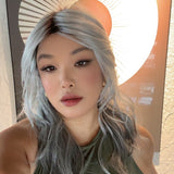JBEXTENSION 19 Inches Grey Women Fashion Full Machine Wig GINNA【PLUS PERMATEASE】【BENDY EAR TABS】
