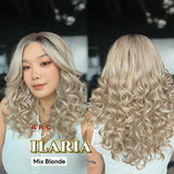 JBEXTENSION 18 Inches Mix Blonde Deep Curly Pre-Cut Arc Snowflake Lace Frontlace Glueless Wig ILARIA ARC - MIX BLONDE【 BENDY EAR TABS 】