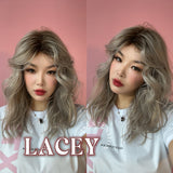 JBEXTENSION 18 Inches Curly Mix Grey Wig with Dark Root Women Fashion Full Machine Wig LACEY【PERMATEASE】