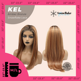JBEXTENSION 22 Inches Amber Bronze Pre-Cut Snowflake Lace Frontlace Glueless Wig KEL AMBER BRONZE【PERMATEASE】【BENDY EAR TABS】- M/L