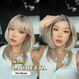 JBEXTENSION LAURETTA MONO Monofilament Handmade Wig 6X5 Full Monofilament Hand Tied Top Wig 17 Inches Mix Blonde Mono Lace Wig with Anti-slip Silicone Strips Glueless Wig LAURETTA MONO - MIX BLONDE【BENDY EAR TABS】