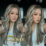 JBEXTENSION MACKAY MONO Monofilament Handmade Wig 6X5 Full Monofilament Hand Tied Top Wig 28 Inches Long Vanilla Fudgie Mono Lace Wig with Anti-slip Silicone Strips Glueless Wig MACKAY MONO - VANILLA FUDGIE【BENDY EAR TABS】
