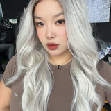 JBEXTENSION MATHILDE MONO Monofilament Handmade Wig 6X5 Full Monofilament Hand Tied Top Wig 26 Inches Curly Light Blonde with Dark Root Mono Lace Wig with Anti-slip Silicone Strips Glueless Wig MATHILDE MONO【BENDY EAR TABS】