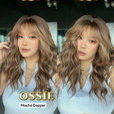[PRE-ORDER] JBEXTENSION 22 Inches Scalpiana Long Wave Mocha Copper 3.5X4 Hard Silky Top Natural Scalp Effect Wig with Bangs OSSIE MOCHA COPPER