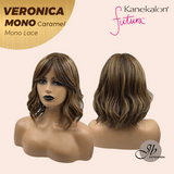 JBEXTENSION VERONICA MONO Full Monofilament Wig 12 Inches Caramel Wave Mono Lace Wig With Anti-slip Silicone Strips Glueless Wig VERONICA MONO CARAMEL