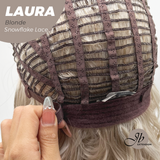 JBEXTENSION 14 Inches Blonde Pre-Cut Side Part Snowflake Lace Frontlace Glueless Wig LAURA SNOWFLAKE【BENDY EAR TABS】