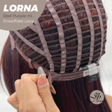 JBEXTENSION 18 Inches Red Purple Highlight Curly Pre-Cut Snowflake Lace Frontlace Glueless Wig LORNA SNOWFLAKE RED PURPLE HIGHLIGHT【PLUS PERMATEASE】【BENDY EAR TABS】