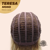 JBEXTENSION TERESA MONO 16INCH Monofilament Handmade Wig 6X5 Full Monofilament Hand Tied Top Wig 16 Inches Mix Blonde Curly Mono Lace Wig With Anti-slip Silicone Strips Glueless Wig TERESA MONO - 16Inch【BENDY EAR TABS】