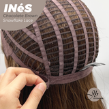 JBEXTENSION 22 Inches Chocolate Brown Pre-Cut Snowflake Lace Frontlace Glueless Wig INéS CHOCOLATE BROWN【PERMATEASE】【BENDY EAR TABS】