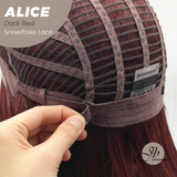 JBEXTENSION 12 Inches Dark Red Pre-Cut Side Part Snowflake Lace Frontlace Glueless Wig ALICE DARK RED【BENDY EAR TABS】