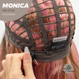 JBEXTENSION 26 Inches Curly Mix Pink Pre-Cut Frontlace Glueless Wig MONICA MIX PINK