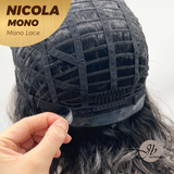 JBEXTENSION NICOLA MONO Monofilament Handmade Wig 6X5 Full Monofilament Hand Tied Top Wig 14 Inches Salt and Pepper Mono Lace Wig Glueless Wig NICOLA MONO【BENDY EAR TABS】