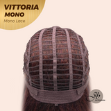 JBEXTENSION VITTORIA MONO Monofilament Handmade Wig 6X5 Full Monofilament Hand Tied Top Wig 16 Inches Dark Red Curly Mono Lace Wig With Anti-slip Silicone Strips Glueless Wig VITTORIA MONO【BENDY EAR TABS】