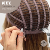 JBEXTENSION 22 Inches Caramel Blonde Highlight Pre-Cut Snowflake Lace Frontlace Glueless Wig KEL CARAMEL BLONDE HIGHLIGHT【PERMATEASE】【BENDY EAR TABS】