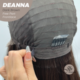 JBEXTENSION 28 Inches Long Dark Brown Curly Pre-Cut Free Part Frontlace Glueless Wig DEANNA DARK BROWN