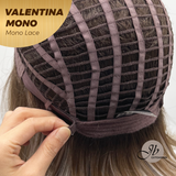 JBEXTENSION VALENTINA MONO Monofilament Handmade Wig 6X5 Full Monofilament Hand Tied Top Wig 12 Inches Ombre Brown Full Mono Lace Wig With Anti-slip Silicone Strips Glueless Wig VALENTINA MONO
