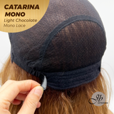 JBEXTENSION CATARINA MONO Full Monofilament Handmade Full Lace Full Hand Tied Wig 13 Inches Light Chocolate Mono Lace Handmade Futura Fiber Wig with Anti-slip Silicone Strips Glueless Wig CATARINA MONO LIGHT CHOCOLATE【BENDY EAR TABS】