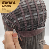 JBEXTENSION EMMA MONO Monofilament Handmade Wig 6X5 Full Monofilament Hand Tied Top Wig 14 Inches Grey Mono Lace Wig With Anti-slip Silicone Strips Glueless Wig EMMA MONO GREY【BENDY EAR TABS】