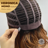 JBEXTENSION VERONICA MONO Full Monofilament Wig 12 Inches Auburn Wave Mono Lace Wig With Anti-slip Silicone Strips Glueless Wig VERONICA MONO AUBURN