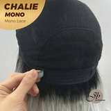 JBEXTENSION CHALIE MONO Full Monofilament Handmade Full Lace Full Hand Tied Wig 22 Inches Grey With Dark Root Mono Lace Handmade Futura Fiber Wig Glueless Wig CHALIE MONO