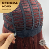 HOT OF SEASON - DEBORA MONO Monofilament Handmade Wig 6X5 Full Monofilament Hand Tied Top Wig 20 Inches Dark Red Mono Lace Wig With Anti-slip Silicone Strips Glueless Wig DEBORA MONO