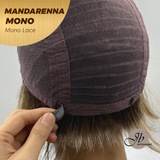 JBEXTENSION MANDARENNA MONO Full Monofilament Handmade Full Lace Full Hand Tied Wig 8 Inches Dark Blonde Mono Lace Handmade Futura Fiber Wig With Anti-slip Silicone Strips Glueless Wig MANDARENNA MONO