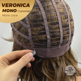 JBEXTENSION VERONICA MONO Full Monofilament Wig 12 Inches Caramel Wave Mono Lace Wig With Anti-slip Silicone Strips Glueless Wig VERONICA MONO CARAMEL