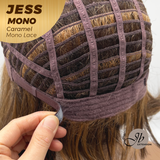 JBEXTENSION JESS MONO Monofilament Handmade Wig 6X5 Full Monofilament Hand Tied Top Wig 10 Inches Caramel Mono Lace Wig With Anti-slip Silicone Strips Glueless Wig JESS MONO CARAMEL【BENDY EAR TABS】
