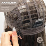 JBEXTENSION 20 Inches Brown Highlight Curly Pre-Cut 13X3 Lace Free Part Frontlace Glueless Wig ANASTASIA BROWN HIGHLIGHT