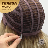 JBEXTENSION TERESA MONO 16INCH Monofilament Handmade Wig 6X5 Full Monofilament Hand Tied Top Wig 16 Inches Mix Blonde Curly Mono Lace Wig With Anti-slip Silicone Strips Glueless Wig TERESA MONO - 16Inch【BENDY EAR TABS】